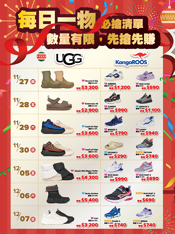 2025【UGG台北鞋特賣會】雪靴、穆勒鞋、運動鞋、涼拖鞋年終狂歡3折起！國際名品TEVA & KangaROOS強強聯手！